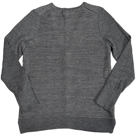 Ann Taylor Loft size large grey shimmery button up vneck cardigan sweater EUC - Picture 10 of 15